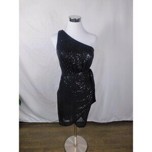 Ever Pretty Dress Womens Large Black One Shoulder Sequin Cocktail Party Belted